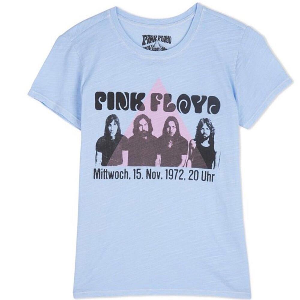 Lucky Brand Pink Floyd 1972 Graphic Tee Women's Large Slim Fit Light Blue NWT